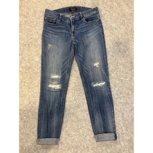 White House Black Market Skinny Jeans Distressed Ripped Blue Denim Womens 6R